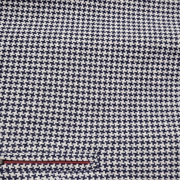 🛍Donald Ross‎ Mens Medium Quarter Zip Pullover Navy White Houndstooth Casual - Picture 6 of 7